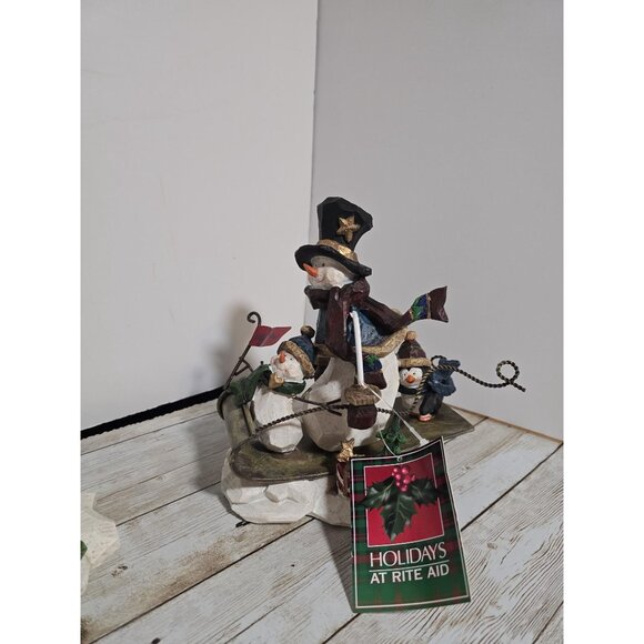 Lot of 2 Wooden Snowman Carved Decorations Snowman Hanging Stars on Trees and Sn - Picture 3 of 9